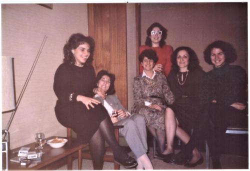 Irene with Mary Sifianou and students in Reading (late 80's)